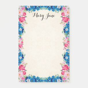 Post-it® Jolies Roses Roses Roses Et Fleurs Bleues Personna