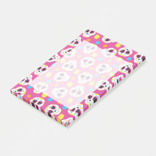 Post-it® Jolis et mignons crânes de sucre sur rose