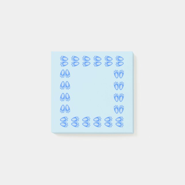 Post-it® Jolis Pieds de Lapin Bleu pour Bébé Garçon Pâques (Devant)
