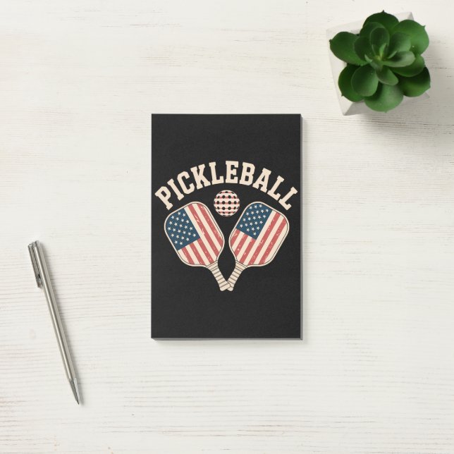 Post-it® Joueur de pickleball avec drapeau américain (Bureau)