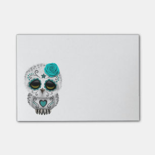 Post-it® Jour turquoise mignon du hibou mort de crâne de