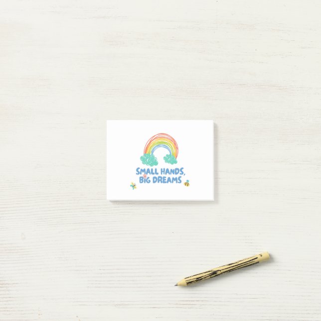 Post-it® Journée heureuse des enfants Petites Mains, Grands (Sur un bureau)