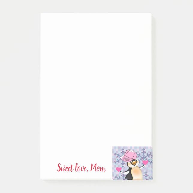 Post-it® Joyeuse carte de Saint-Valentin Pingouin  Note (Devant)