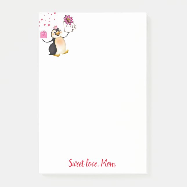 Post-it® Joyeuse carte de Saint-Valentin pour pingouin (Devant)