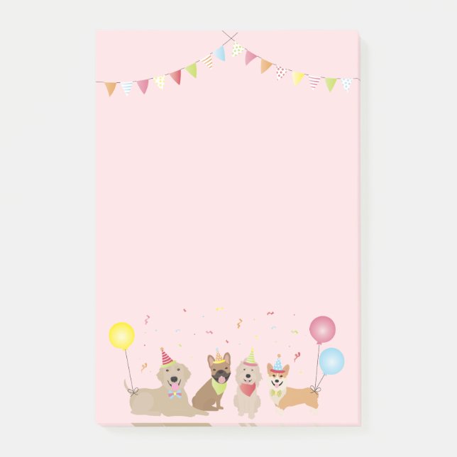 Post-it® Joyeuse fête des chiens d'anniversaire (Devant)