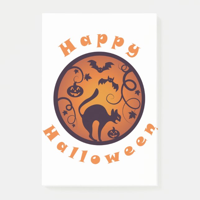Post-it® Joyeuse lanterne d'Halloween araignées et chauves- (Devant)