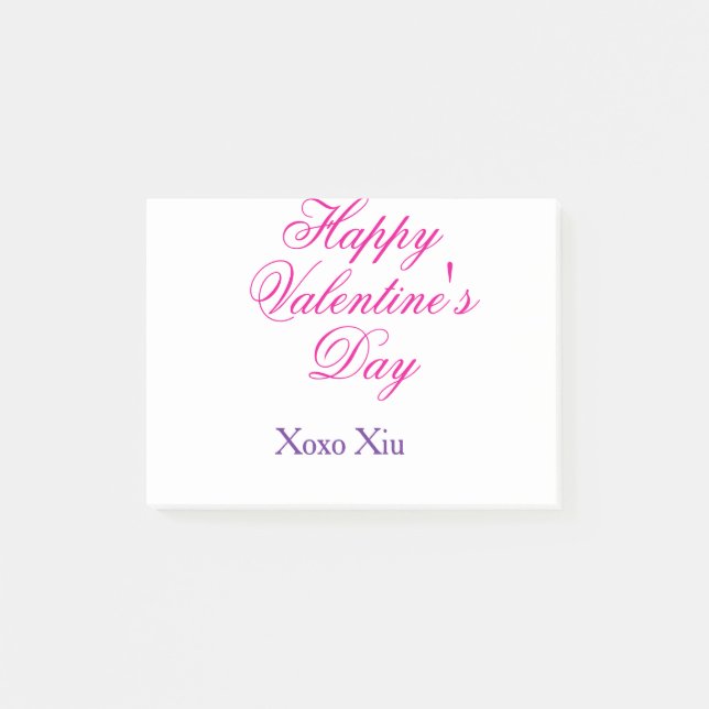 Post-it® Joyeuse Saint-Valentin rose violet xoxo amour nom  (Devant)