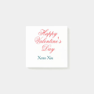 Post-it® Joyeuse Saint-Valentin rouge bleu xoxo amour nom
