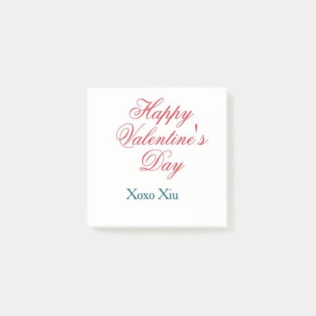 Post-it® Joyeuse Saint-Valentin rouge bleu xoxo amour nom  (Devant)