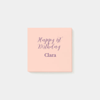 Post-it® Joyeux 1er anniversaire orange violet boho rétro n