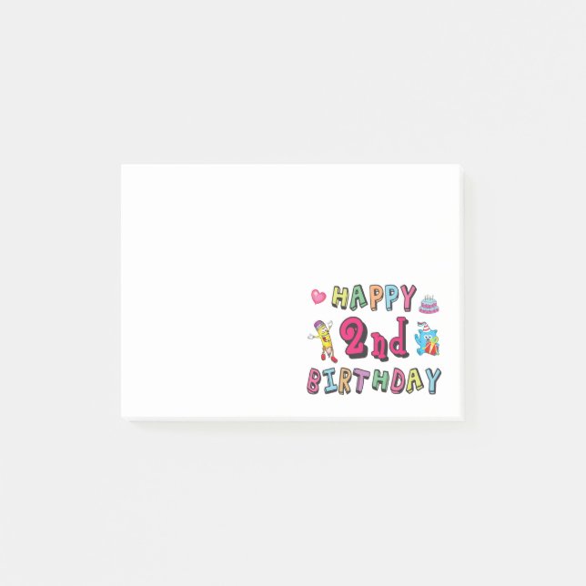 Post-it® Joyeux 2ème anniversaire. 2 ans jour d'anniversair (Devant)