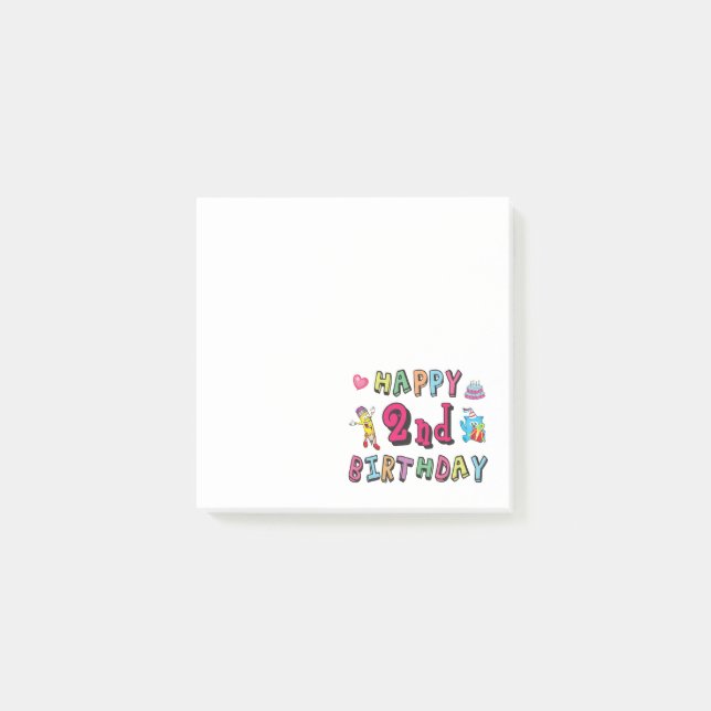 Post-it® Joyeux 2ème anniversaire. 2 ans jour d'anniversair (Devant)