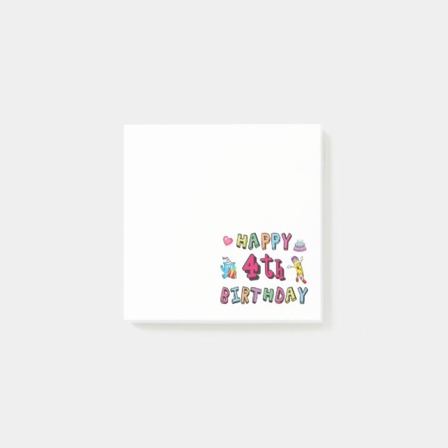 Post-it® Joyeux 4ème anniversaire. 4 ans d'anniversaire. (Devant)