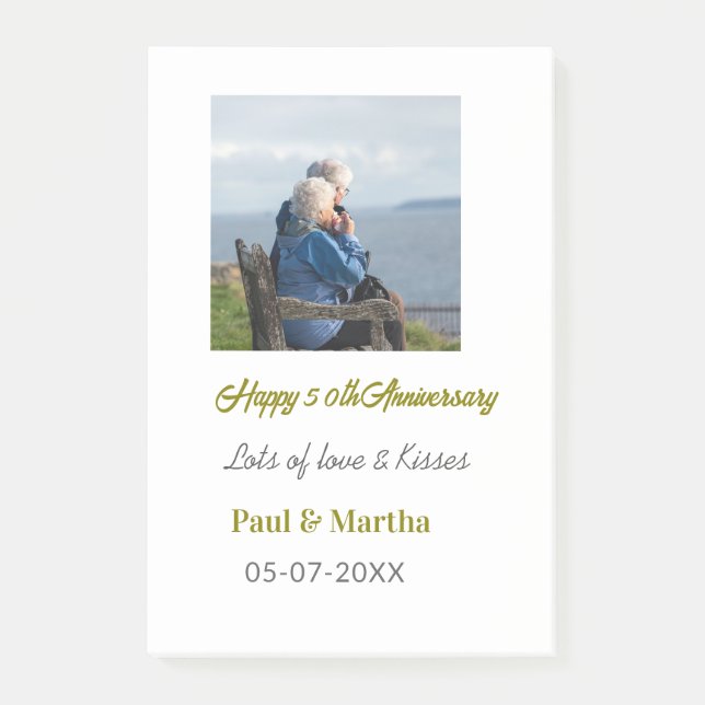 Post-it® Joyeux 50e anniversaire de mariage nom date photo  (Devant)