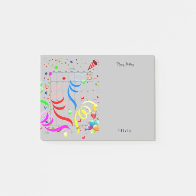 Post-it® Joyeux anniversaire avril 2022 Post-it Notes (Devant)