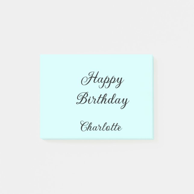 Post-it® Joyeux anniversaire fond bleu nom stylé élégant (Devant)