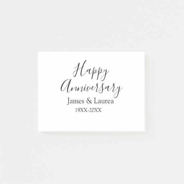 Post-it® Joyeux anniversaire mariage nom date année simple  (Devant)