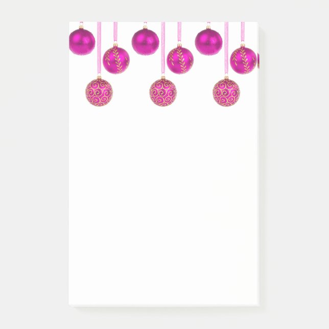 Post-it® Joyeux Baubles de Noël Hot rose Ornements Poster (Devant)