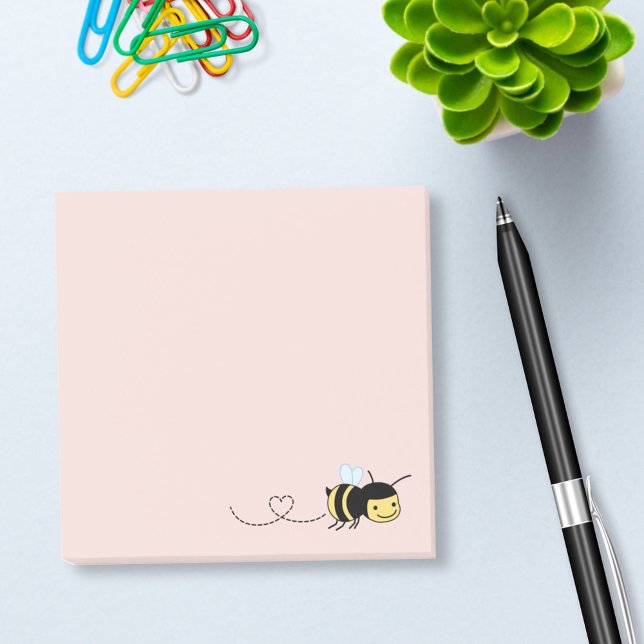 Post-it® Joyeux bourdonnement d'abeille autour de rose (Créateur téléchargé)