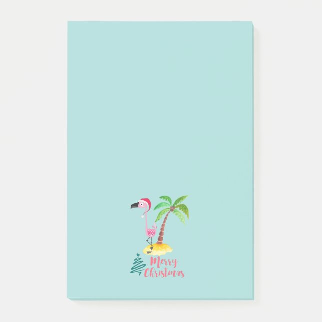 Post-it® Joyeux Flamant rose Rose De Noël Avec Palmier (Devant)