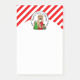 Post-it® Joyeux Noël 2 Goldendoodle (rouge doré) mignonne