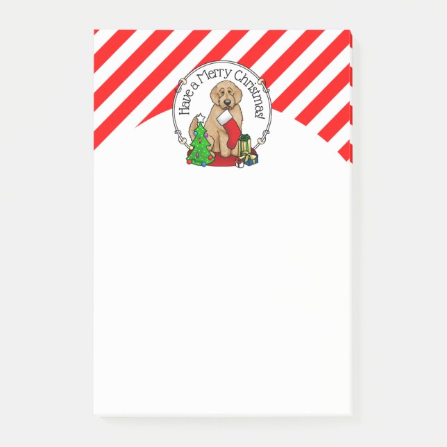 Post-it® Joyeux Noël 2 Goldendoodle (rouge doré) mignonne (Devant)