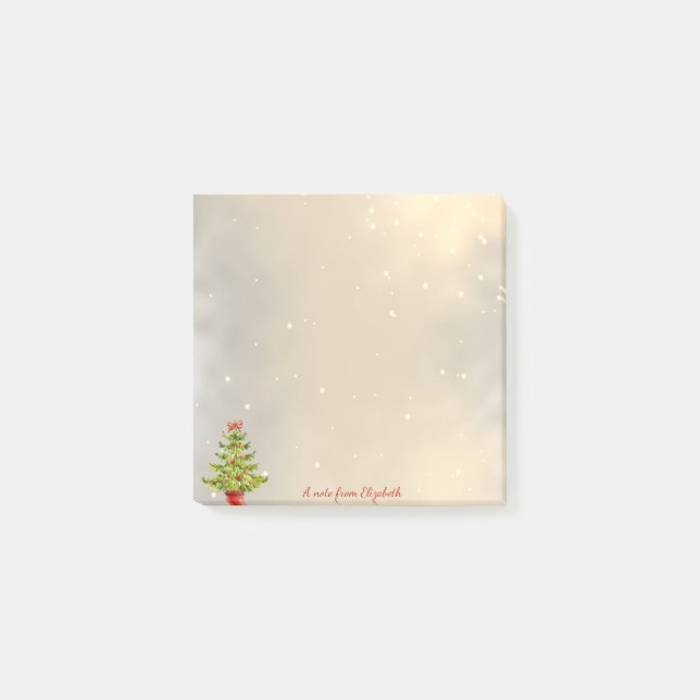 Post-it® Joyeux Noël, Aquarelle Arbre de Noël (Devant)