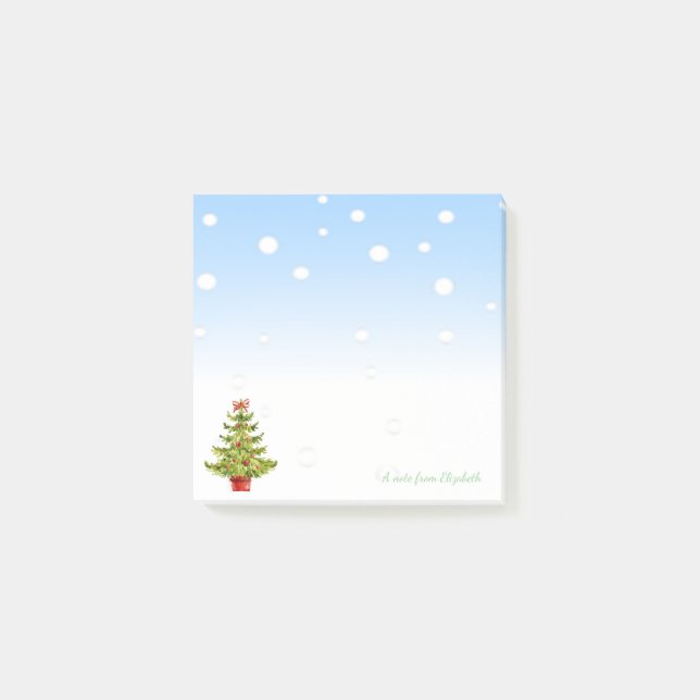 Post-it® Joyeux Noël, Arbre de Noël à l'aquarelle (Devant)