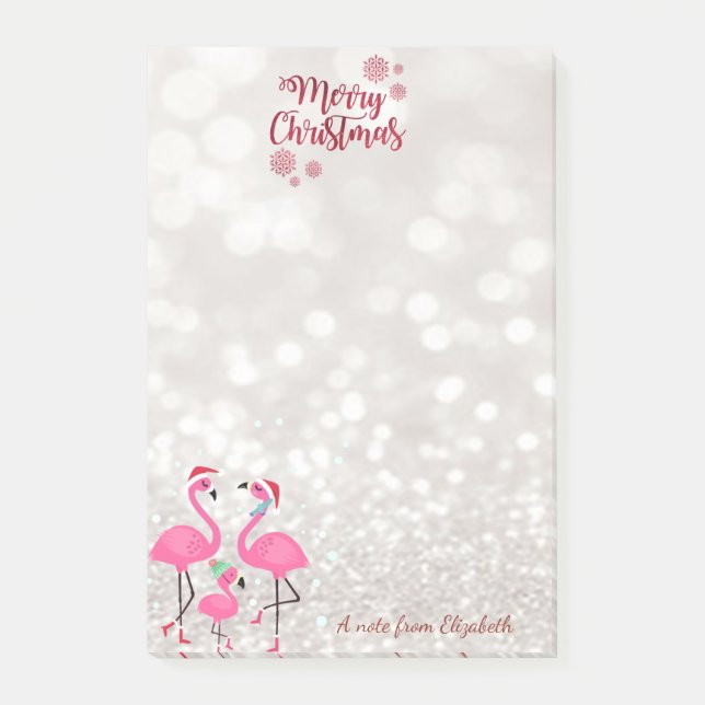 Post-it® Joyeux Noël, Bokeh, Flamants roses chapeau de Père (Devant)