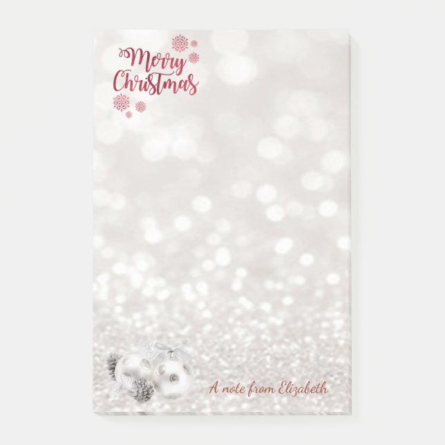 Post-it® Joyeux Noël,Bokeh Pailleté ,Boules de Noël (Devant)