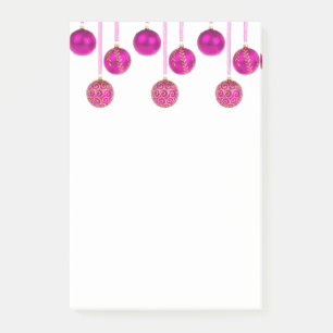 Post-it® Joyeux Noël Boules Rose Chaud Ornements Post it