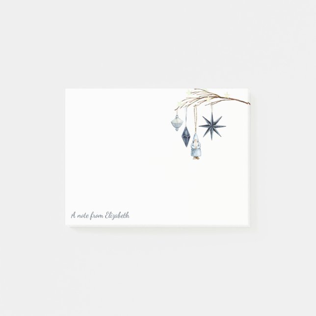 Post-it® Joyeux Noël, Branche, Boules, Père Noël, Étoiles (Devant)