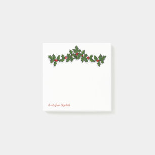 Post-it® Joyeux Noël, branches de houx personnalisées