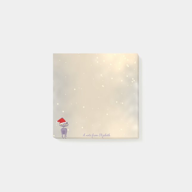 Post-it® Joyeux Noël, Chat avec Chapeau de Père Noël - Pers (Devant)