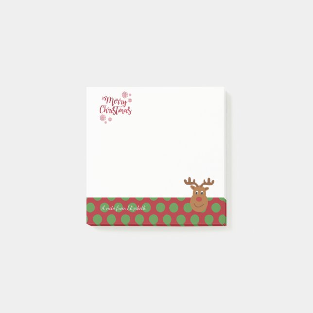Post-it® Joyeux Noël, Renne de dessin animé - Personnalisé (Devant)