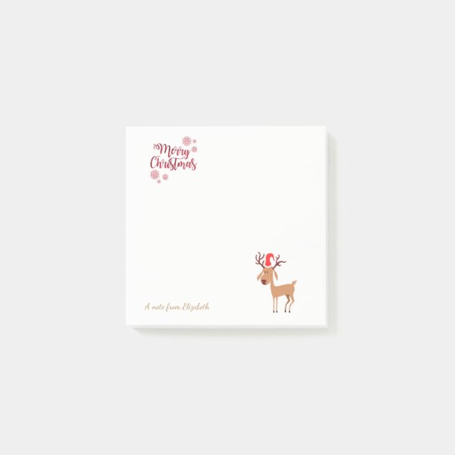Post-it® Joyeux Noël, Renne de dessin animé - Personnalisé (Devant)