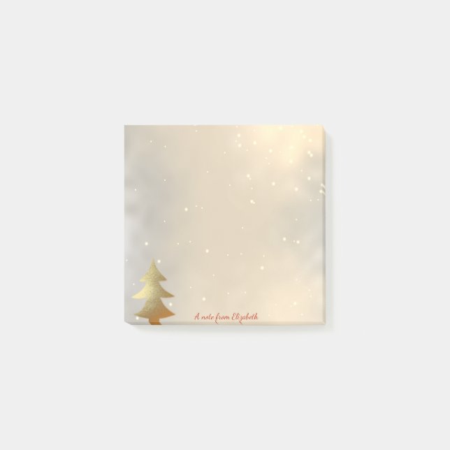 Post-it® Joyeux Noël, Sapin de Noël en Or - Personnalisé (Devant)