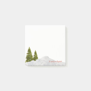 Post-it® Joyeux Noël, sapin de Noël enneigé - Personnalisé