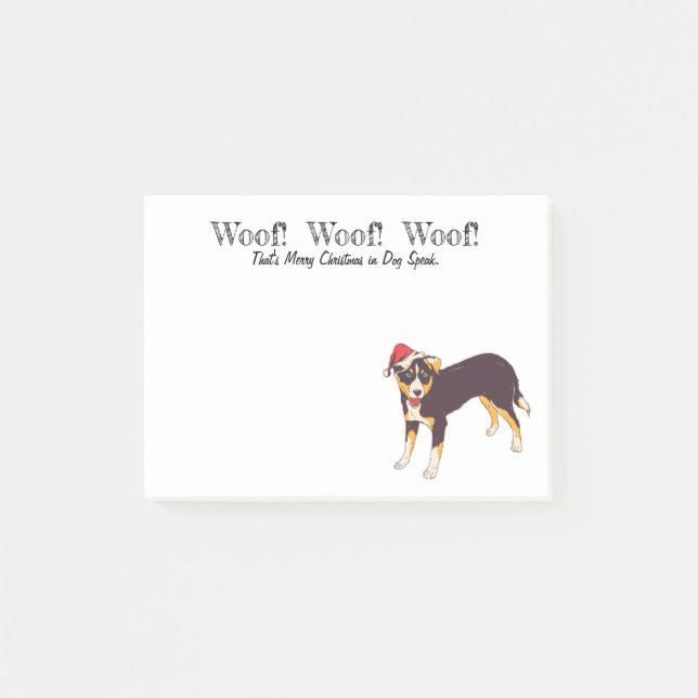 Post-it® Joyeux Noël Woof Woof mignon chien de Santa Hat (Devant)