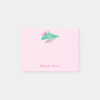 Post-it® Joyeux Nouvel An rose et vert tendance