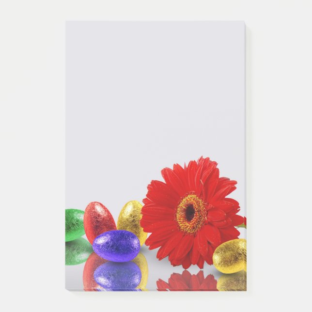 Post-it® Joyeux Oeufs de Pâques colorés avec Gerbera (Devant)