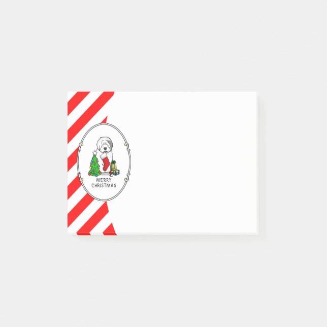 Post-it® Joyeux sapin de Noël 2 Vieux anglais Chien de mer  (Devant)