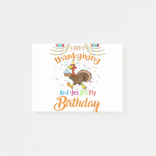 Post-it® Joyeux Thanksgiving et oui c'est mon anniversaire  (Devant)