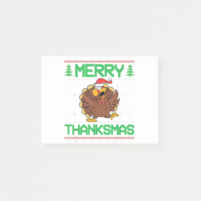 Post-it® Joyeux Thanksmas Thanksgiving dinkey laid Noël (Devant)