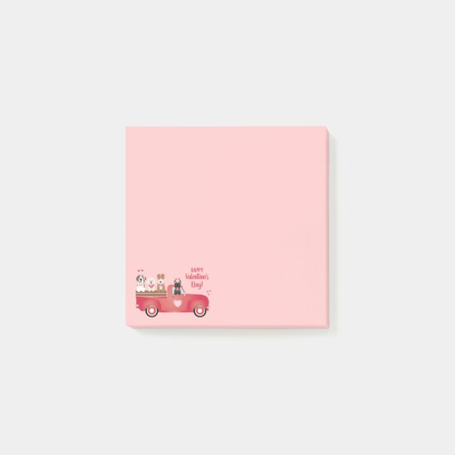 Post-it® Joyeux Valentines Jour Pickup Camion Aimer Chiens (Devant)