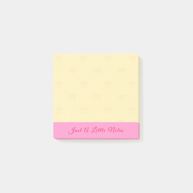 Post-it® Just A Little Note Pink Bow Watermark On Yellow (Devant)
