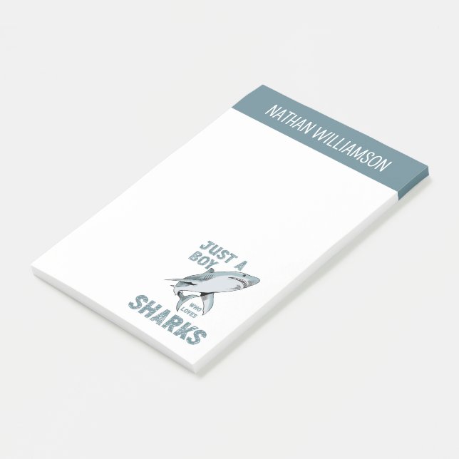 Post-it® Juste un garçon qui aime Sharks Shark Lover (Incliné)
