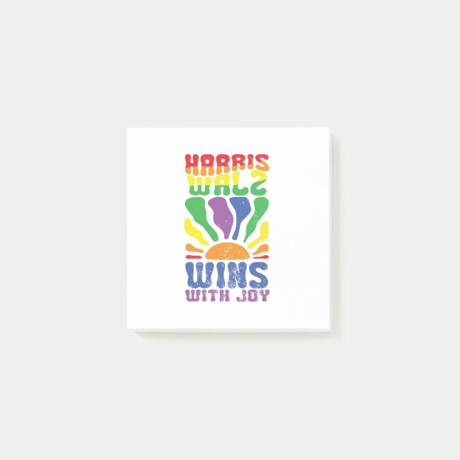 Post-it® Kamala gagne avec Joy Retro Boho Harris Walz LGBT (Devant)