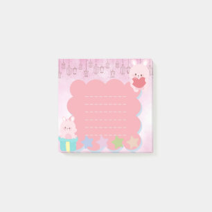 Post-it® Kawaii mignon ours rose pourpre