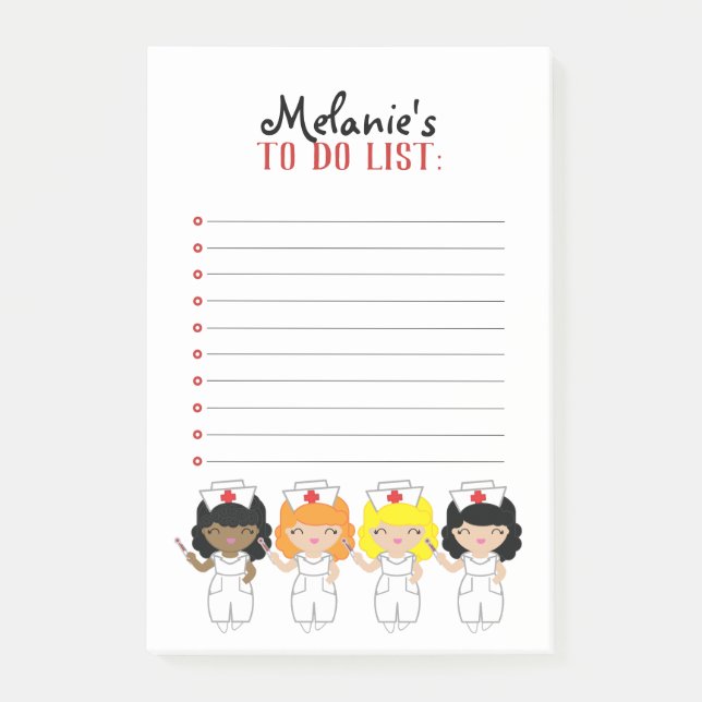 Post-it® kawaii NURSE SWEETIES to do list (Devant)